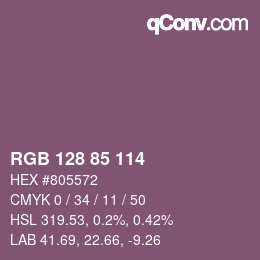 Color code: RGB 128 85 114 | qconv.com
