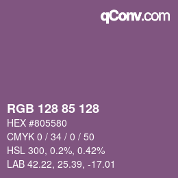 颜色代码: RGB 128 85 128 | qconv.com