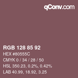 Color code: RGB 128 85 92 | qconv.com