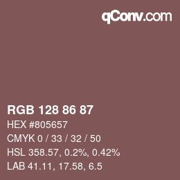 Color code: RGB 128 86 87 | qconv.com
