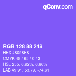 カラーコード: RGB 128 88 248 | qconv.com