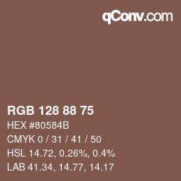 Farbcode: RGB 128 88 75 | qconv.com