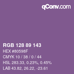 Color code: RGB 128 89 143 | qconv.com