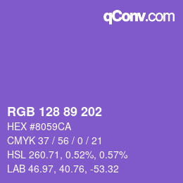 颜色代码: RGB 128 89 202 | qconv.com