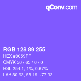 Color code: RGB 128 89 255 | qconv.com