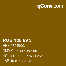 Color code: RGB 128 89 3 | qconv.com