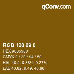 Color code: RGB 128 89 8 | qconv.com