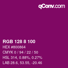 カラーコード: RGB 128 8 100 | qconv.com