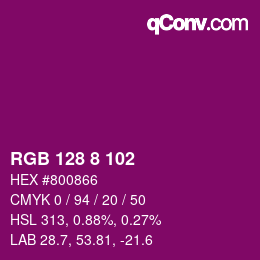 Color code: RGB 128 8 102 | qconv.com
