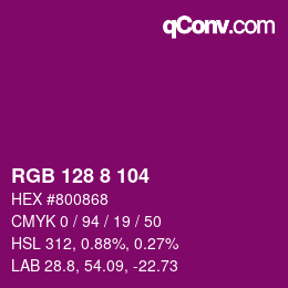 Color code: RGB 128 8 104 | qconv.com