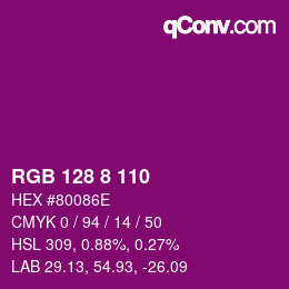 Color code: RGB 128 8 110 | qconv.com