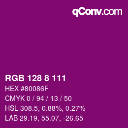 Color code: RGB 128 8 111 | qconv.com