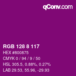 Color code: RGB 128 8 117 | qconv.com