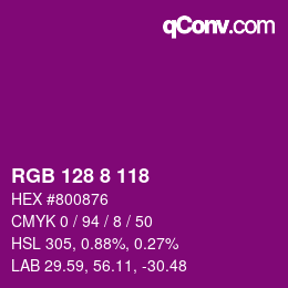 カラーコード: RGB 128 8 118 | qconv.com