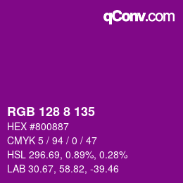 颜色代码: RGB 128 8 135 | qconv.com