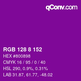 Color code: RGB 128 8 152 | qconv.com