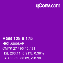 Color code: RGB 128 8 175 | qconv.com
