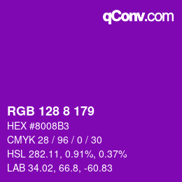 Farbcode: RGB 128 8 179 | qconv.com