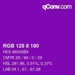 Farbcode: RGB 128 8 180 | qconv.com