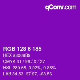 カラーコード: RGB 128 8 185 | qconv.com