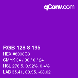 Color code: RGB 128 8 195 | qconv.com