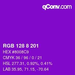 カラーコード: RGB 128 8 201 | qconv.com