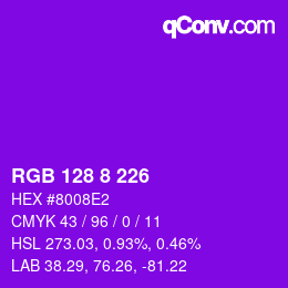 Color code: RGB 128 8 226 | qconv.com