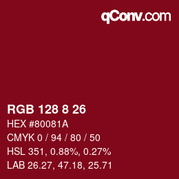 Color code: RGB 128 8 26 | qconv.com
