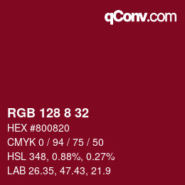 Color code: RGB 128 8 32 | qconv.com