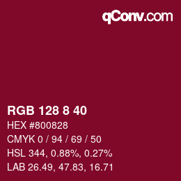 Color code: RGB 128 8 40 | qconv.com