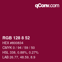 Color code: RGB 128 8 52 | qconv.com