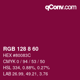 Color code: RGB 128 8 60 | qconv.com