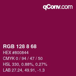 カラーコード: RGB 128 8 68 | qconv.com