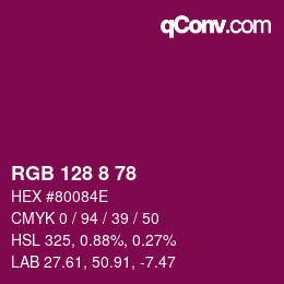 Color code: RGB 128 8 78 | qconv.com