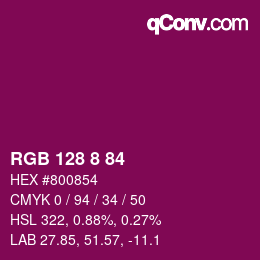 カラーコード: RGB 128 8 84 | qconv.com