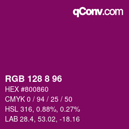 カラーコード: RGB 128 8 96 | qconv.com