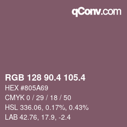 カラーコード: RGB 128 90.4 105.4 | qconv.com