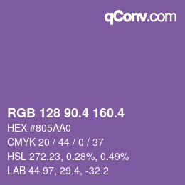カラーコード: RGB 128 90.4 160.4 | qconv.com