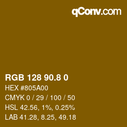 カラーコード: RGB 128 90.8 0 | qconv.com