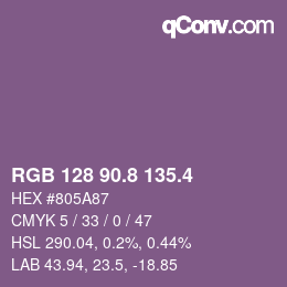カラーコード: RGB 128 90.8 135.4 | qconv.com