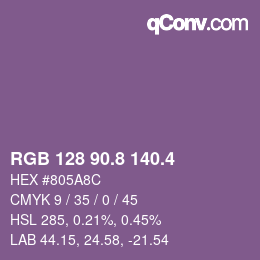 カラーコード: RGB 128 90.8 140.4 | qconv.com