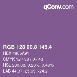 カラーコード: RGB 128 90.8 145.4 | qconv.com