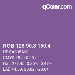 カラーコード: RGB 128 90.8 150.4 | qconv.com