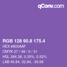 カラーコード: RGB 128 90.8 175.4 | qconv.com
