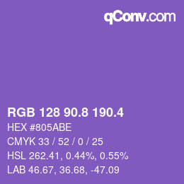 カラーコード: RGB 128 90.8 190.4 | qconv.com