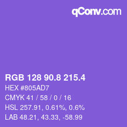 カラーコード: RGB 128 90.8 215.4 | qconv.com