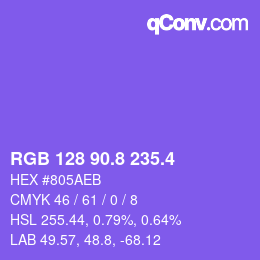 カラーコード: RGB 128 90.8 235.4 | qconv.com