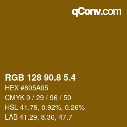 カラーコード: RGB 128 90.8 5.4 | qconv.com