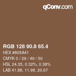 カラーコード: RGB 128 90.8 65.4 | qconv.com