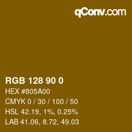 カラーコード: RGB 128 90 0 | qconv.com